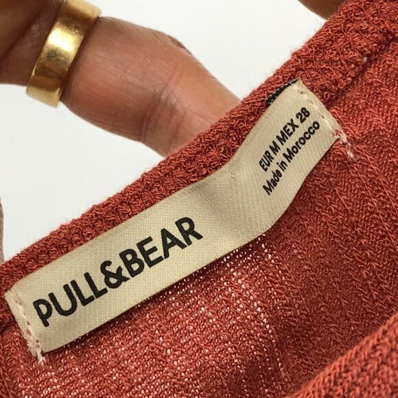 Pull & Bear Rust Orange Brown Halter Ring Bodysuit size S - Picture 3 of 15